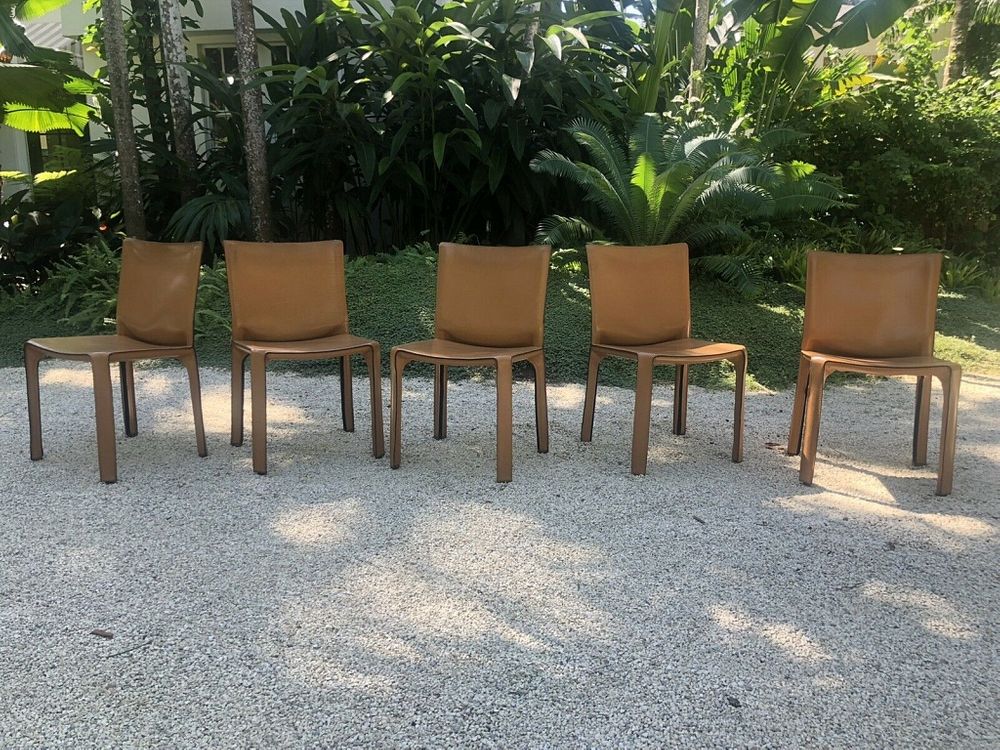 Appraisal: Cassina Cab - Natural Leather - Set of Chairs Cassina