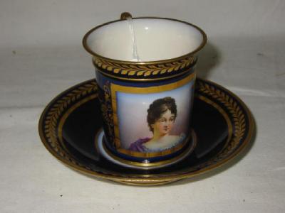 Appraisal: A SEVRES PORCELAIN CABINET CUP AND SAUCER in Empire style