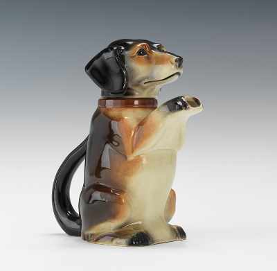 Appraisal: A Majolica Dog Form Teapot by Erphila Molded as a