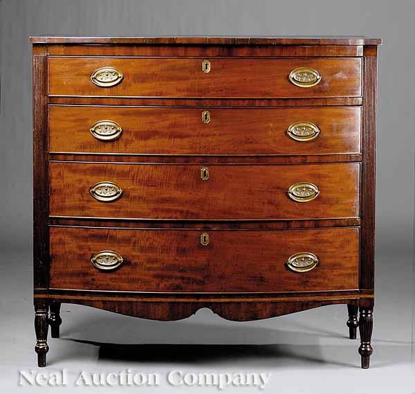 Appraisal: A Federal Mahogany Bowfront Chest of Drawers c graduated drawers