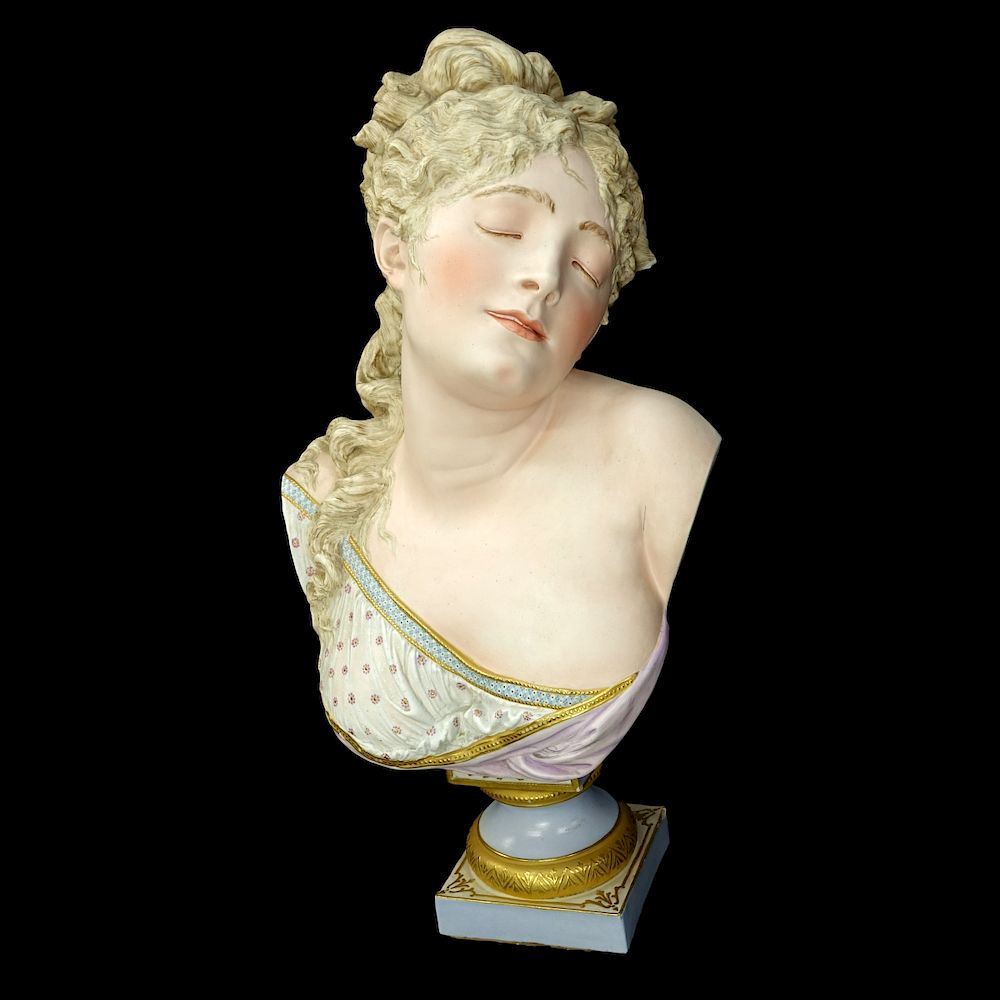 Appraisal: A Carrier Belleuse Porcelain Bust After A Carrier Belleuse painted