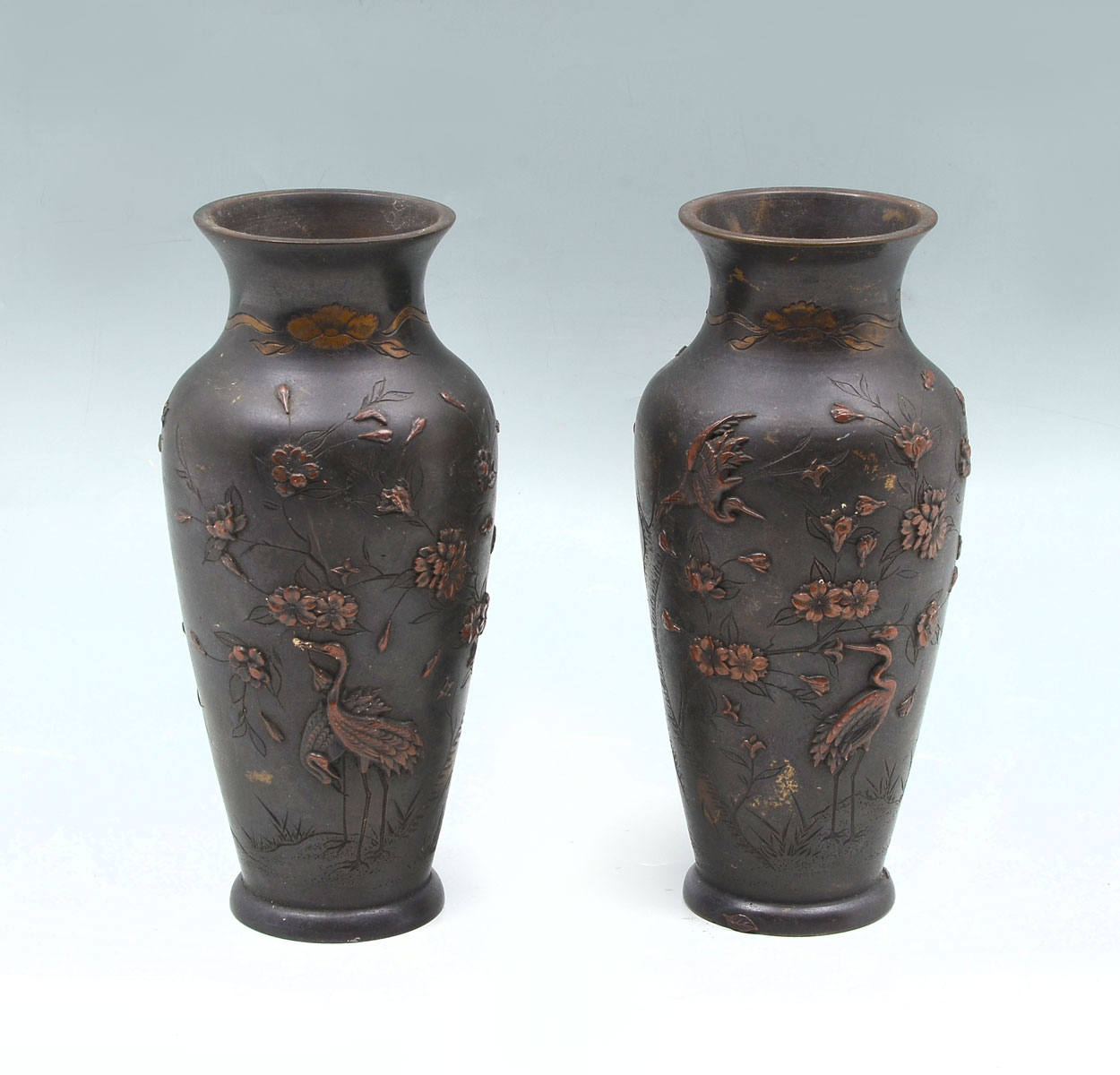 Appraisal: OPPOSING JAPANESE MEIJI VASES opposing late Meiji period vases having