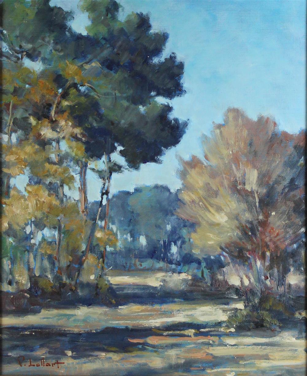 Appraisal: PIERRE LALLART FRENCH - PROMENADE D'AUTOMNE Oil on canvas x