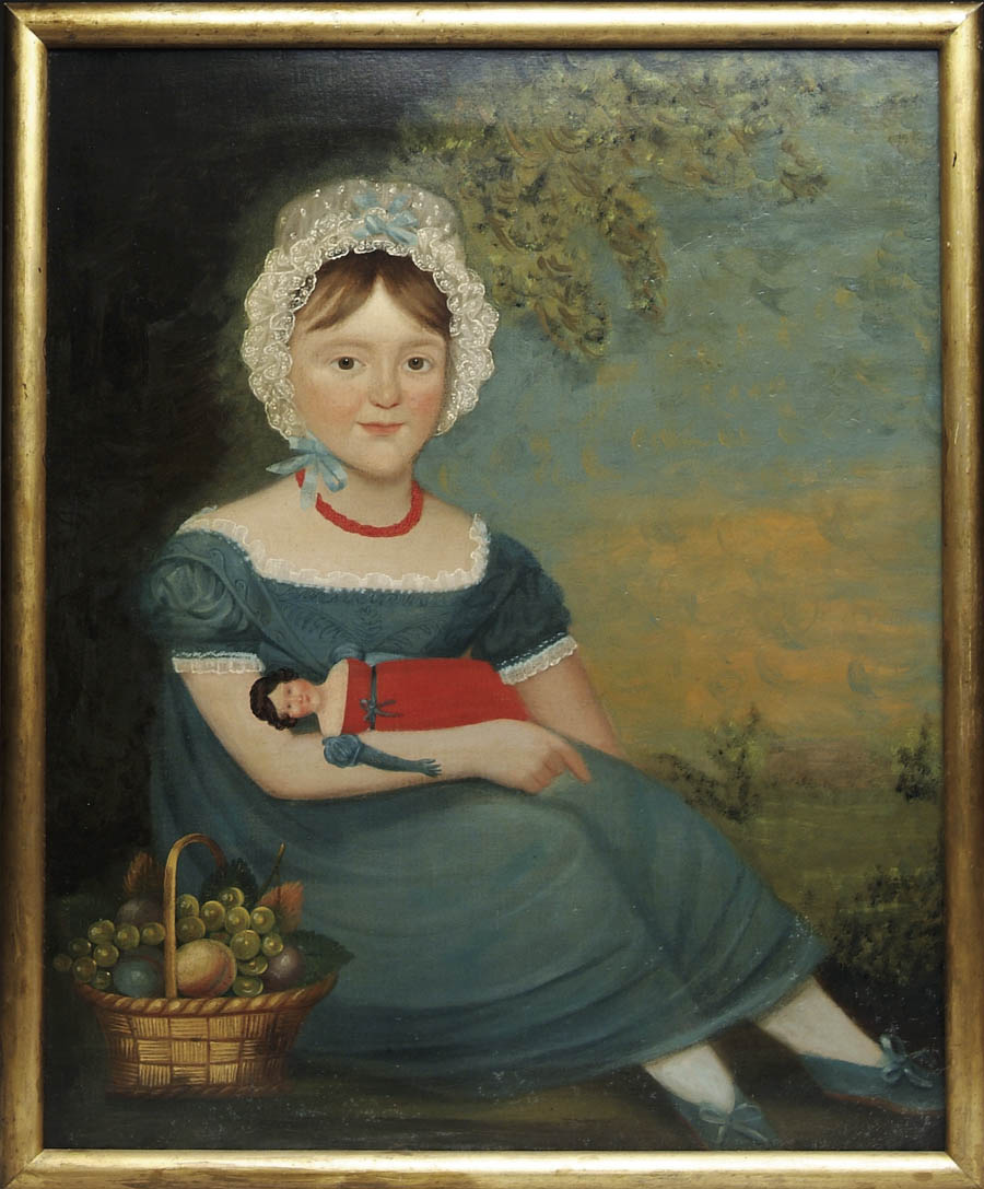 Appraisal: ATTRIBUTED TO JOSEPH WHITING STOCK American - FOLK ART PORTRAIT