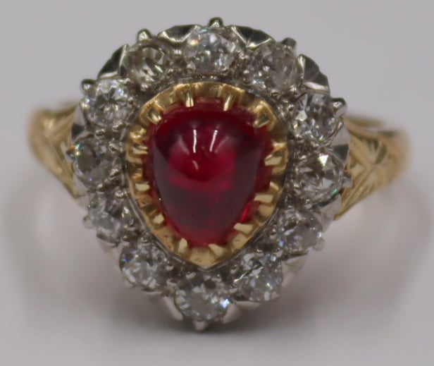 Appraisal: JEWELRY GIA BURMESE NO HEAT RUBY AND DIAMOND Ring kt