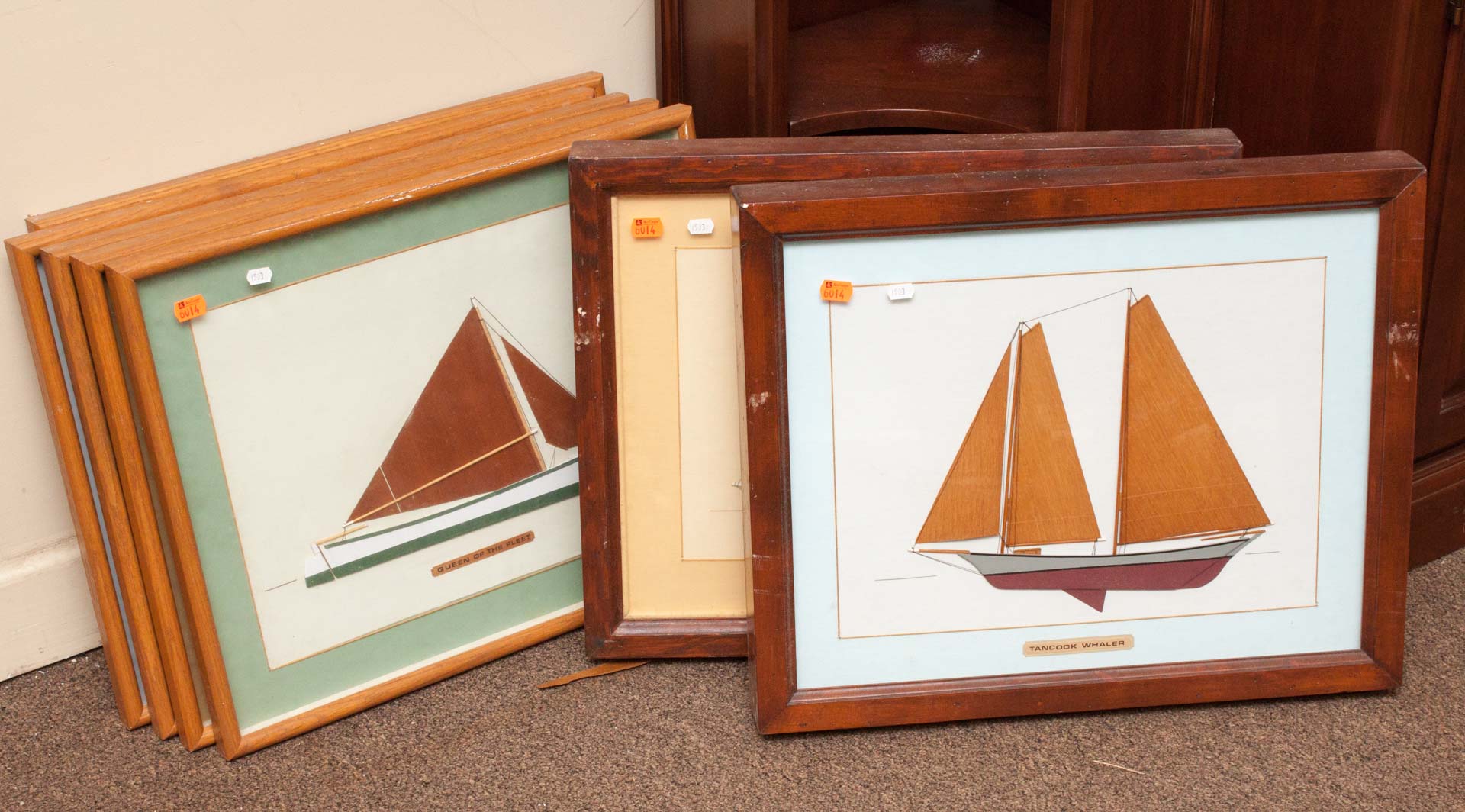 Appraisal: Seven framed ship dioramas