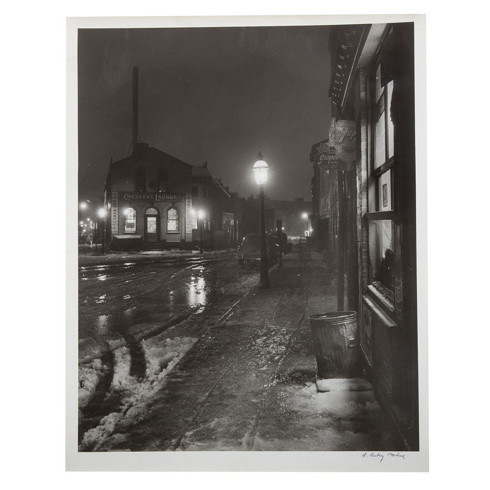 Appraisal: A Aubrey Bodine Winter Night photograph American - Gelatin silver