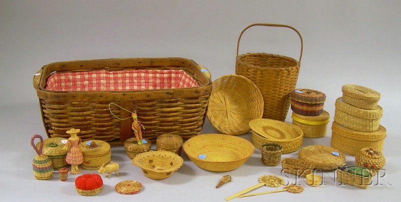 Appraisal: Twenty Woven Sweetgrass and Splint Baskets with Eleven Figural and