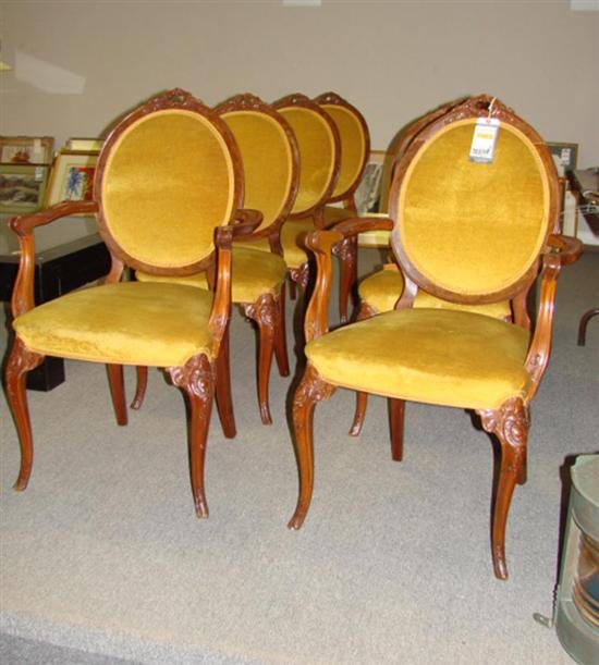 Appraisal: Eight Continental style carved walnut dining chairs last quarter th