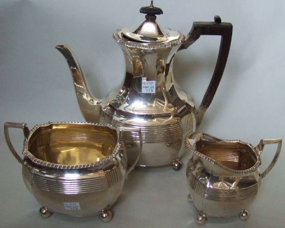 Appraisal: A plated three piece coffee set comprising a coffee pot