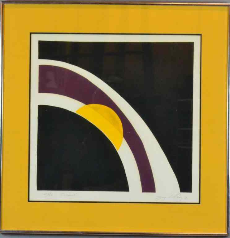 Appraisal: Suzi Whiting Color SerigraphDepicting a yellow sun being partially blocked