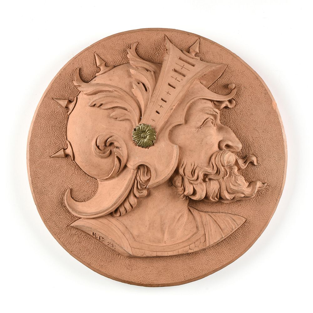 Appraisal: A RENAISSANCE REVIVAL TERRACOTTA MEDALLION PORTRAIT OF A ROMAN SOLDIER