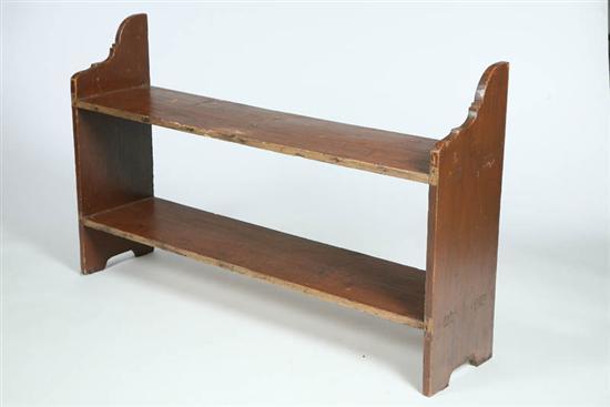 Appraisal: BUCKET BENCH Two tiered bench with scalloped ends and brown