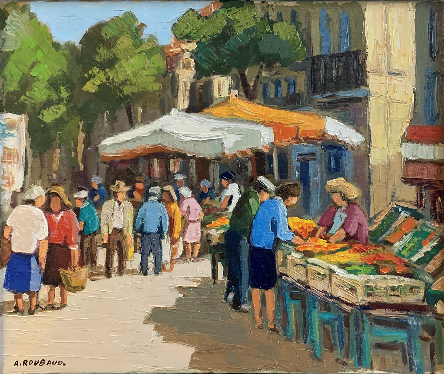 Appraisal: ROUBAUD A French - Market Scene Oil Canvas '' x