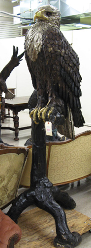 Appraisal: LARGE BRONZE WILDLIFE SCULPTURE the study of an American eagle