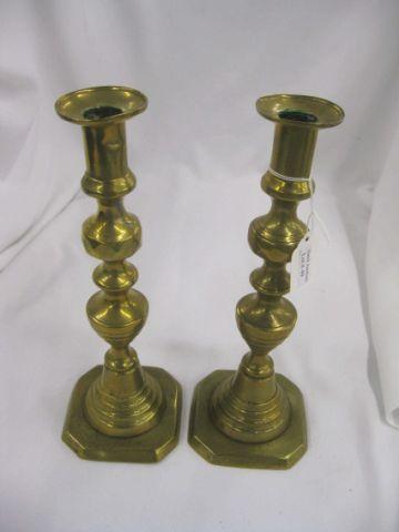 Appraisal: Pair of th Century Brass Candlesticks beehive style