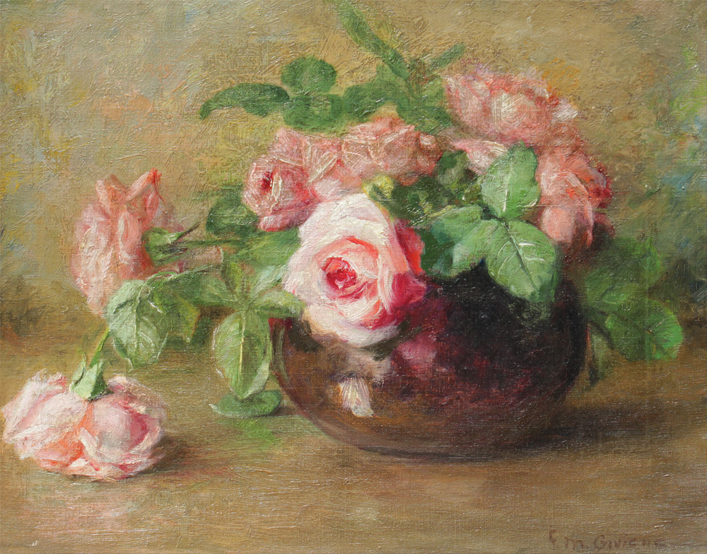 Appraisal: GIVIENS Florence May American - Still Life of Roses in