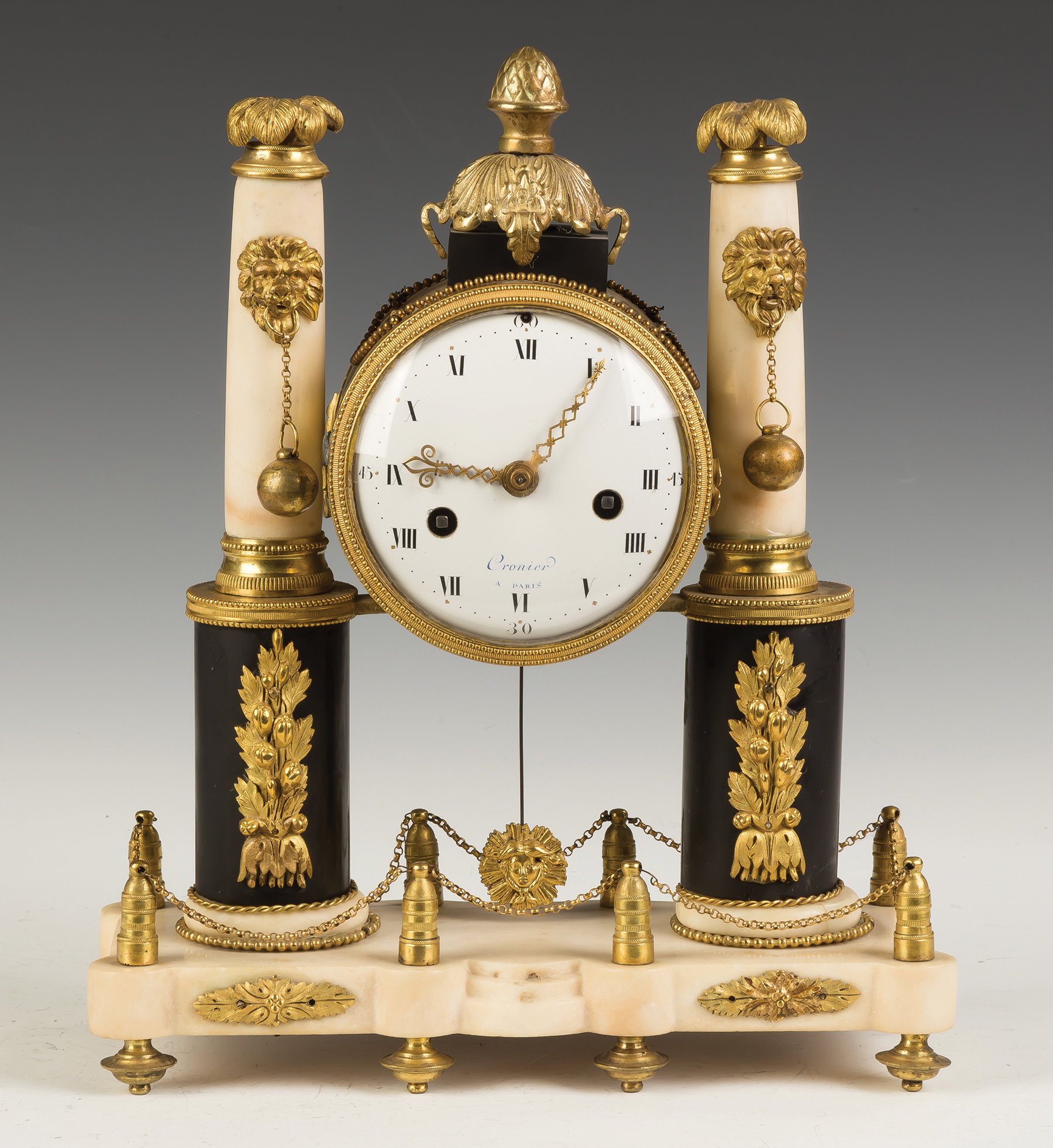 Appraisal: French Empire Marble and Gilt Bronze Mantel Clock Early th