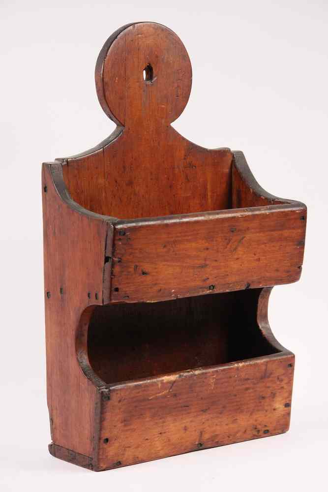 Appraisal: COLONIAL WALL CANDLE BOX - Colonial Maine Pine Two Pocket