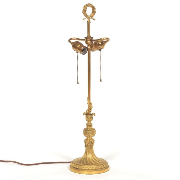 Appraisal: LOUIS XVI STYLE GILT BRONZE TABLE LAMP BASE ATTR E