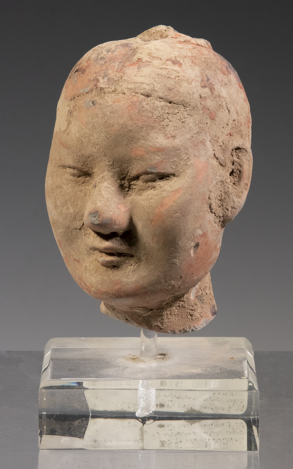 Appraisal: CHINESE HAN DYNASTY CLAY SOLDIER HEAD Solid Clay Head of