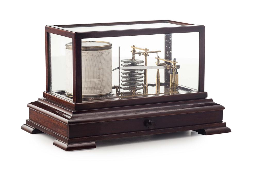 Appraisal: MAHOGANY AND GLAZED BAROGRAPH LATE TH EARLY TH CENTURY the