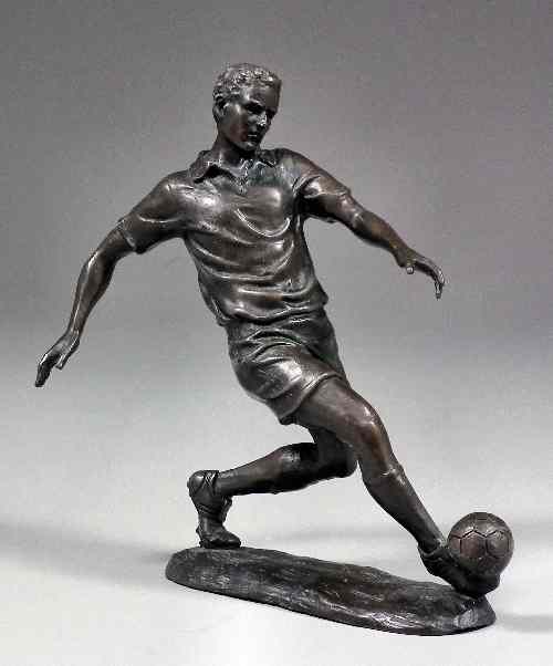 Appraisal: Milo - Brown patinated bronze figure of a Football Player''