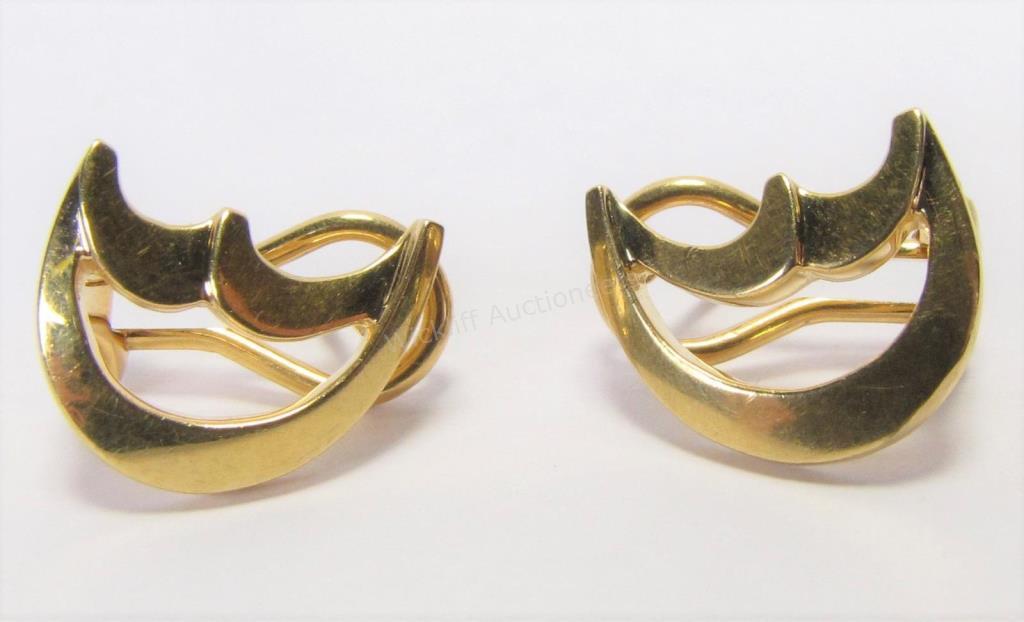 Appraisal: A pair of K yellow gold Tiffany Co earrings by