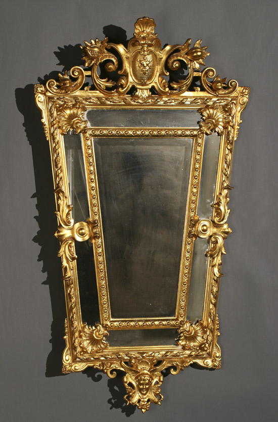 Appraisal: Continental Baroque Style Giltwood and Gesso Mirror th Century Regilded