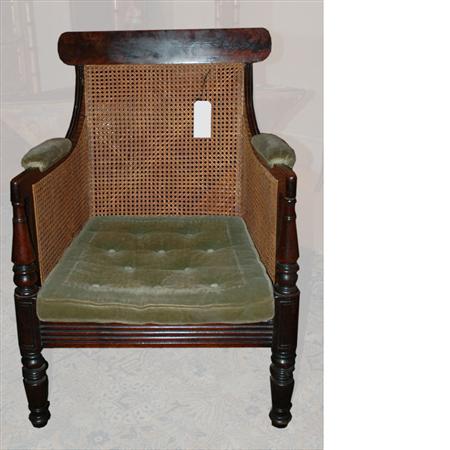 Appraisal: Regency Style Mahogany and Caned Armchair Estimate -