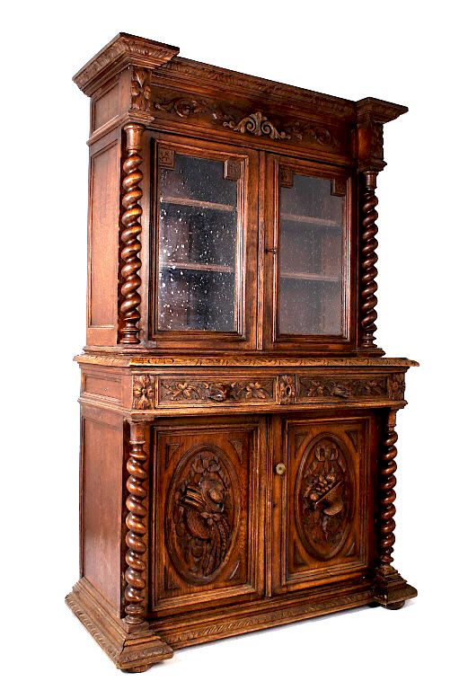 Appraisal: Black Forest German Barley Twist Cabinet th C For your