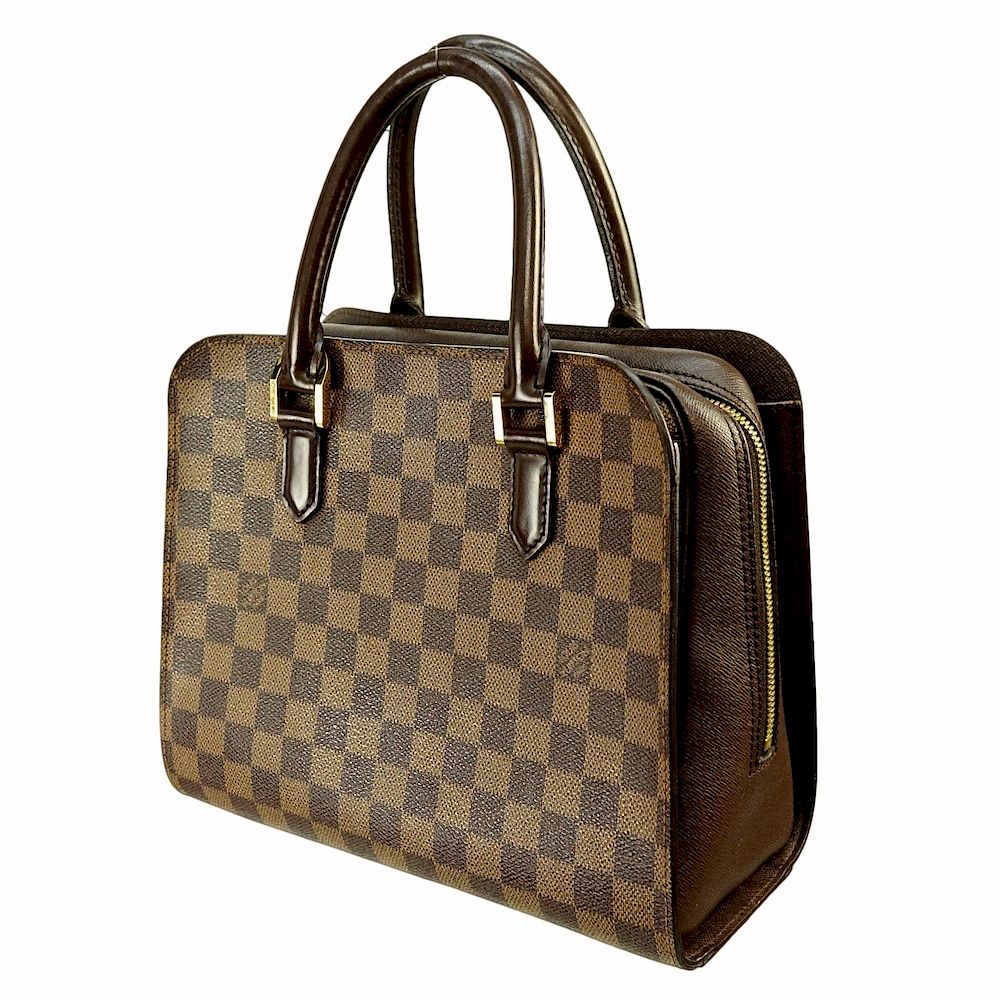 Appraisal: Louis Vuitton Brown Canvas Damier Ebene Triana Bag Louis Vuitton