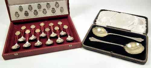 Appraisal: A set of eleven Elizabeth II commemorative spoons decorated with