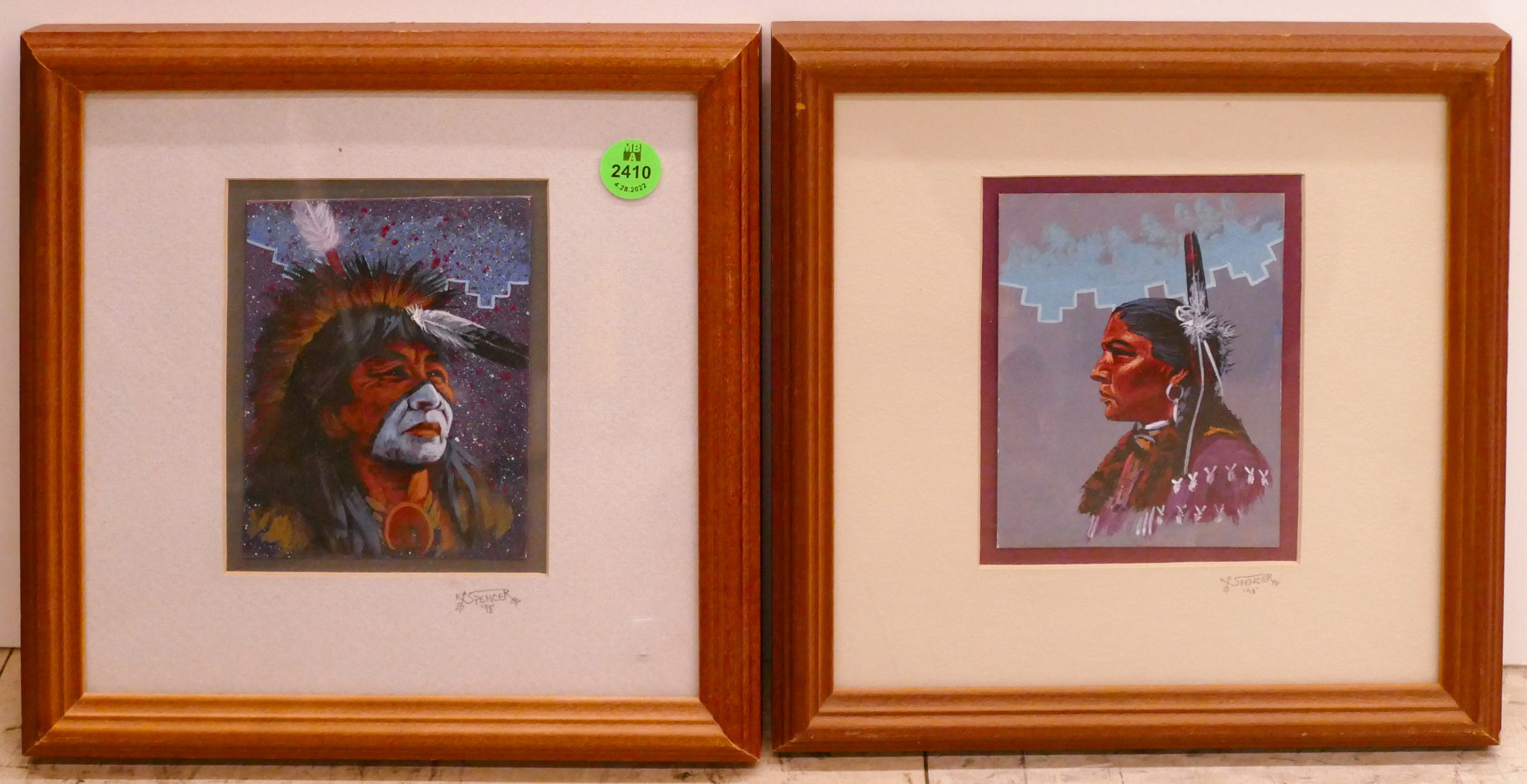 Appraisal: Pair Laurence Spencer Navajo Small Portrait Oil Paintings Framed- x