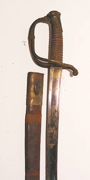 Appraisal: A French officer's swordmid- th century Curved inch blade with