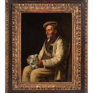 Appraisal: Giovanni Costa Italian - Man with a Fa ence Jug