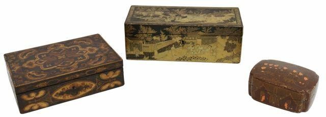 Appraisal: lot of Decorative table boxes including Chinese lacquered parcel gilt