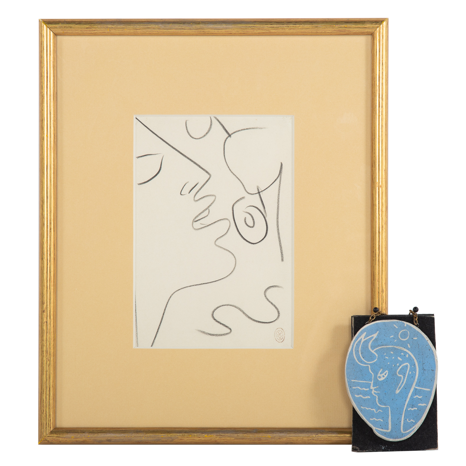 Appraisal: JEAN COCTEAU PAIR OF WORKS French - Profile of a