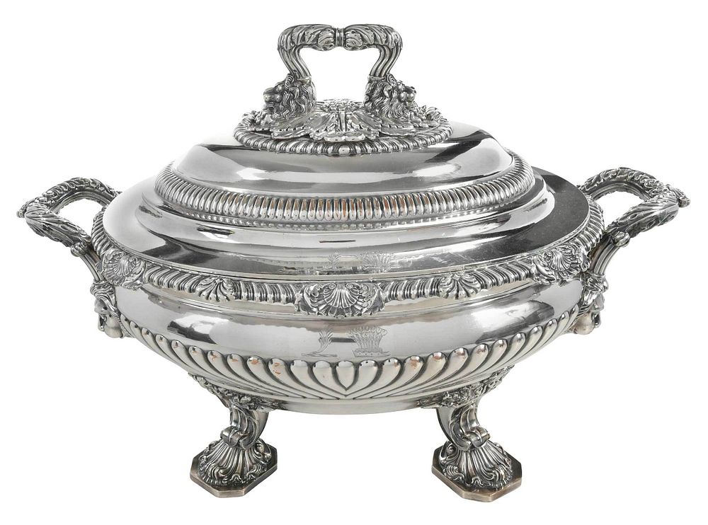 Appraisal: Large English Silver Plate Tureen probably English early to mid