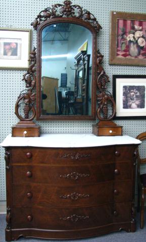 Appraisal: Early Victorian Walnut Dresser Pierce Carved grape and leaf motif