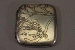 Appraisal: Antique Cigarette Case Antique Cigarette Case Monogrammed M F Size