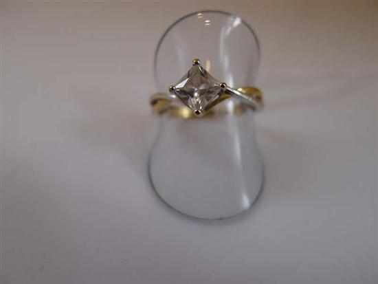 Appraisal: A CLEAR STONE SET RING STAMPED CT TWO TONE GOLD