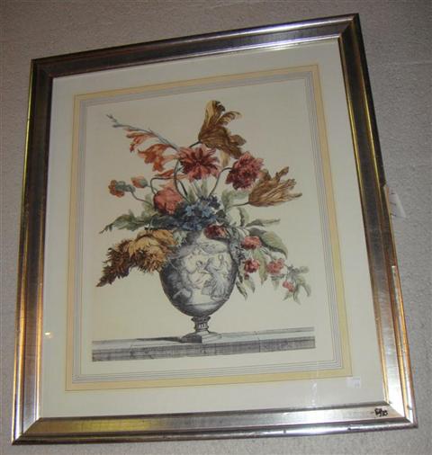 Appraisal: THREE FLORAL PRINTS Print x in Framed Provenance ANTIQUE CONTEMPORARY