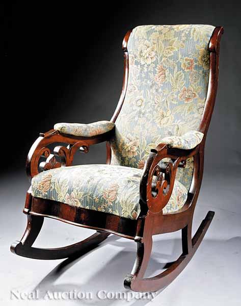 Appraisal: An American Late Classical Mahogany Lincoln Rocking Chair mid- th