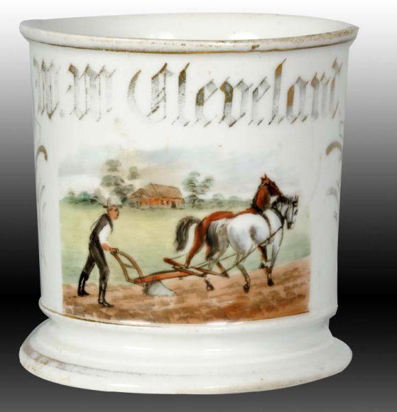 Appraisal: Occupational Shaving Mug Farmer- M Cleveland Description V D Porcelain