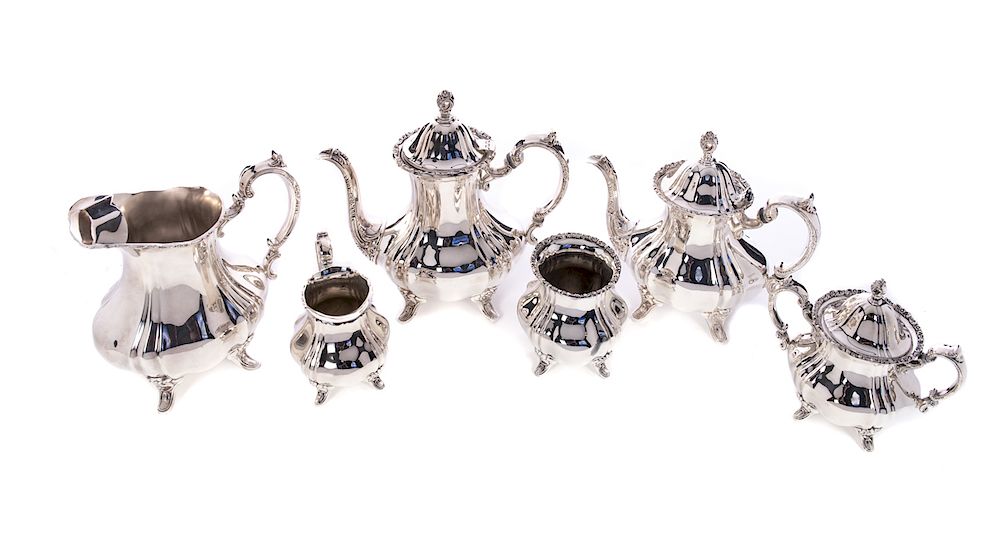 Appraisal: Pc Silver Plate Tea Set Tray is Excellent condition with