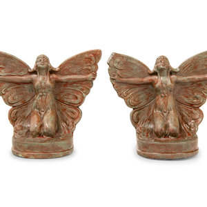 Appraisal: A Pair of Bronzed Composition Bookends th Century apparently unmarked