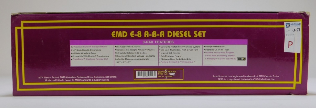 Appraisal: MTH SEABOARD EMD E- A-B-A DIESEL ENGINE TRAIN Item no