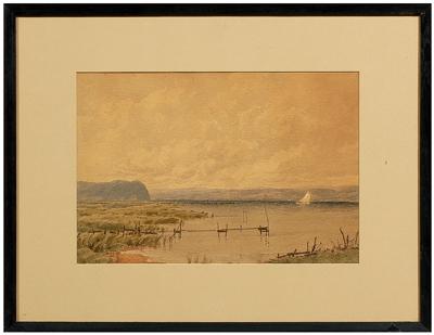 Appraisal: Watercolor Jasper Francis Cropsey N A New York - boats