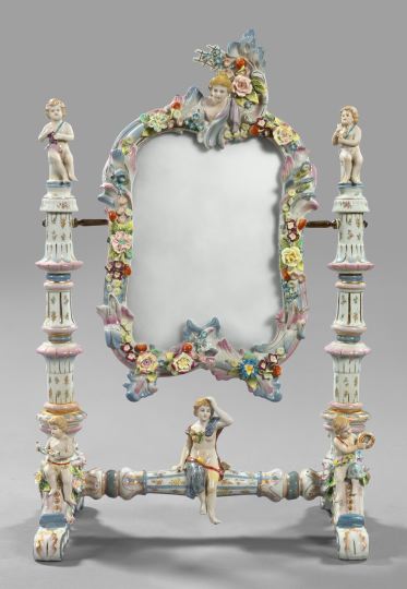 Appraisal: Large and Elaborate Dresden Porcelain Dressing Table Mirror fourth quarter